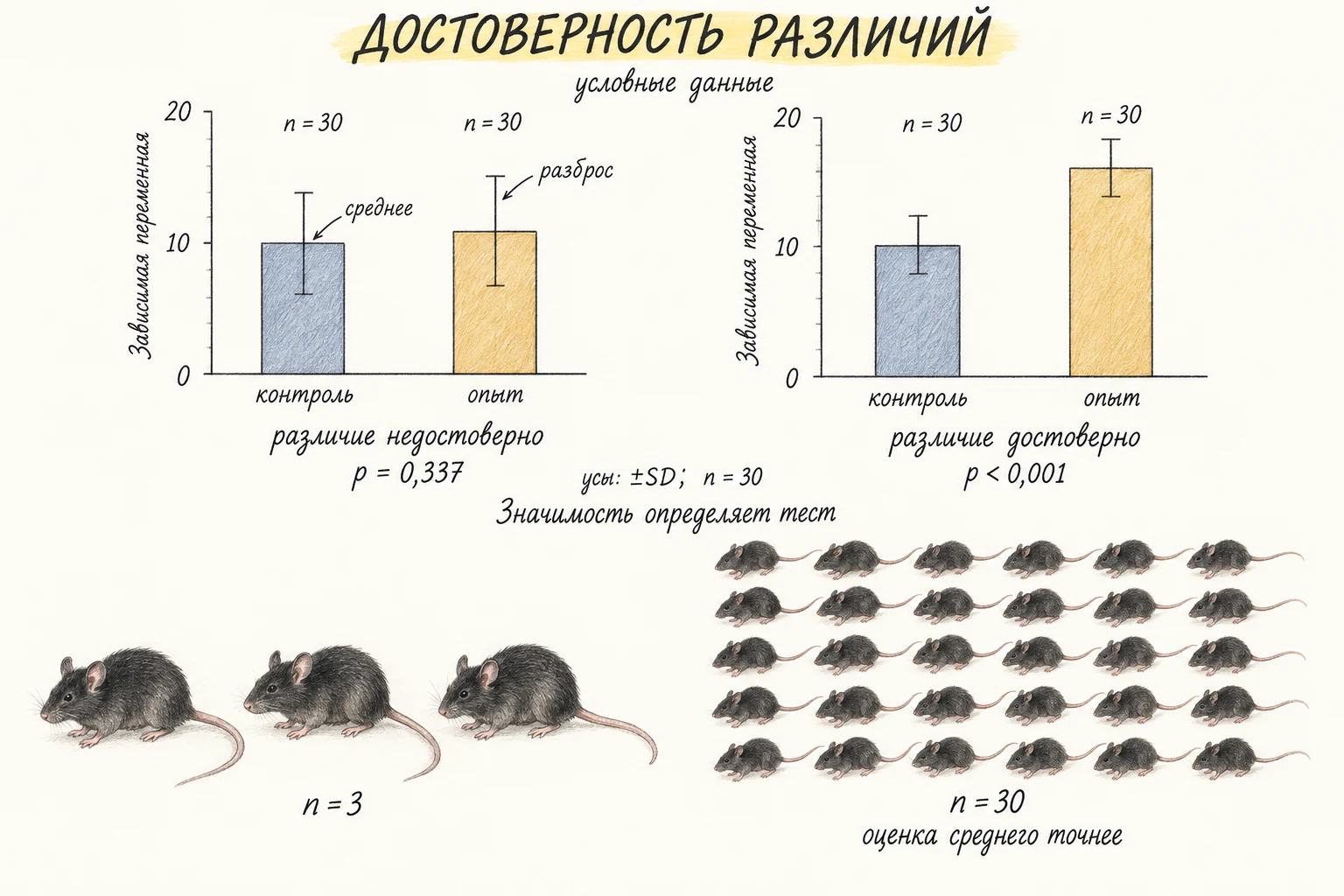 Разброс данных и достоверность различий