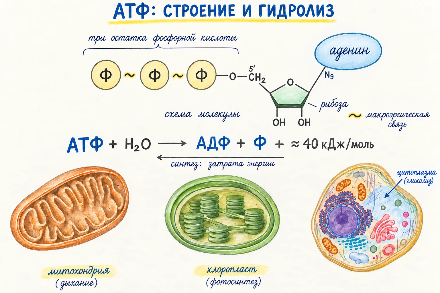 АТФ: строение и гидролиз