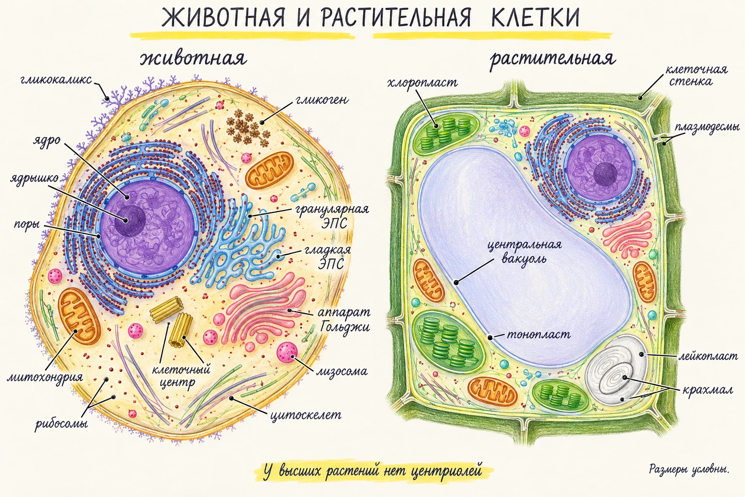 Животная и растительная клетки